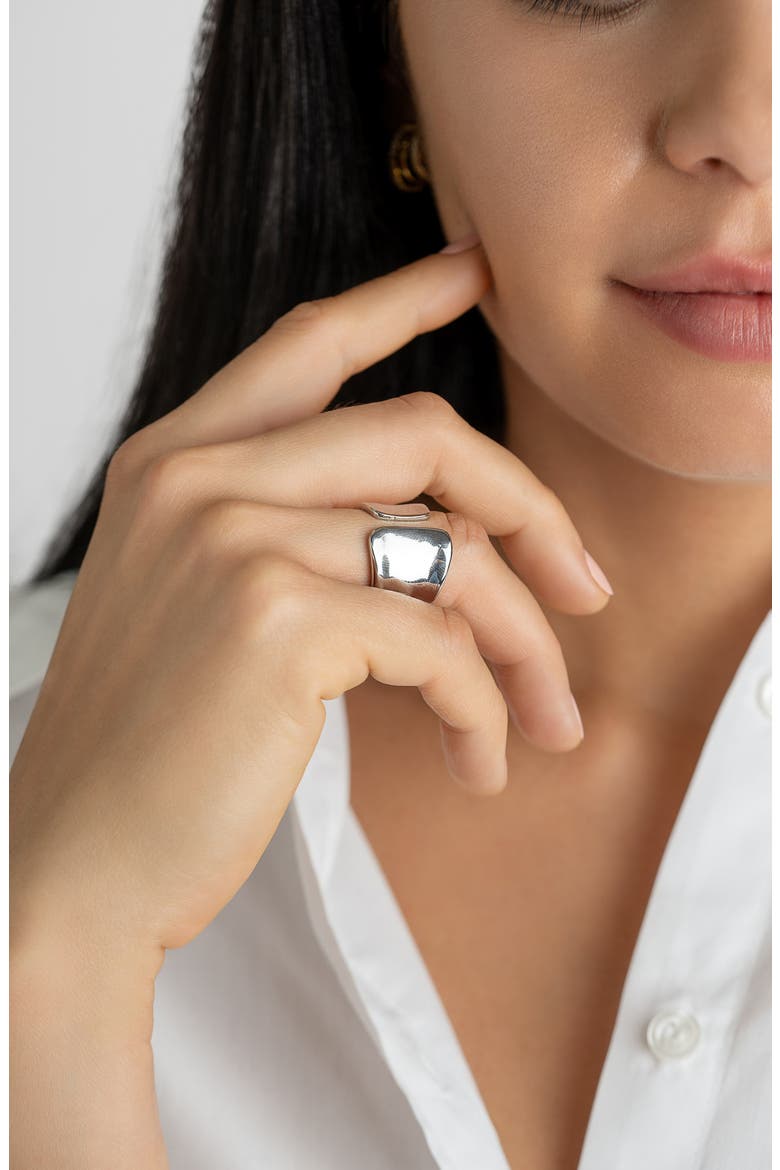 Water Resistant Tall Open Band Ring, Alternate, color, SILVER