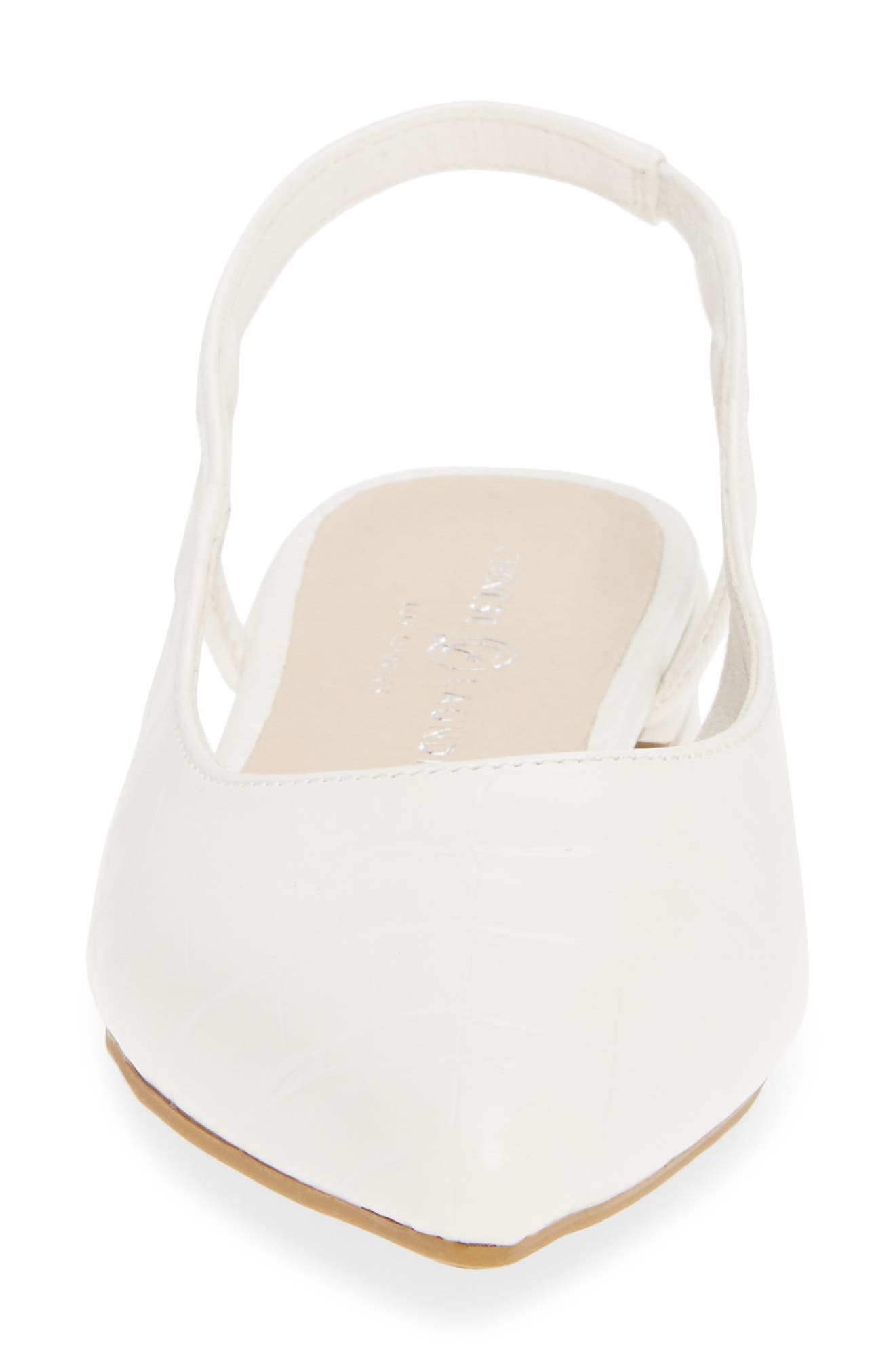 Glow Slingback Flat, Alternate, color, WHITE FAUX LEATHER