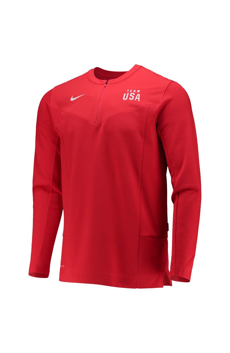Nike Men's Nike Red Team USA Half-Zip Performance Jacket, Alternate, color, Red