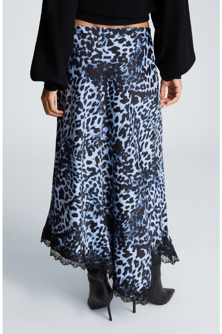 Asymmetric Lace Trim Satin Midi Skirt, Alternate, color, SERENE BLUE MULTI