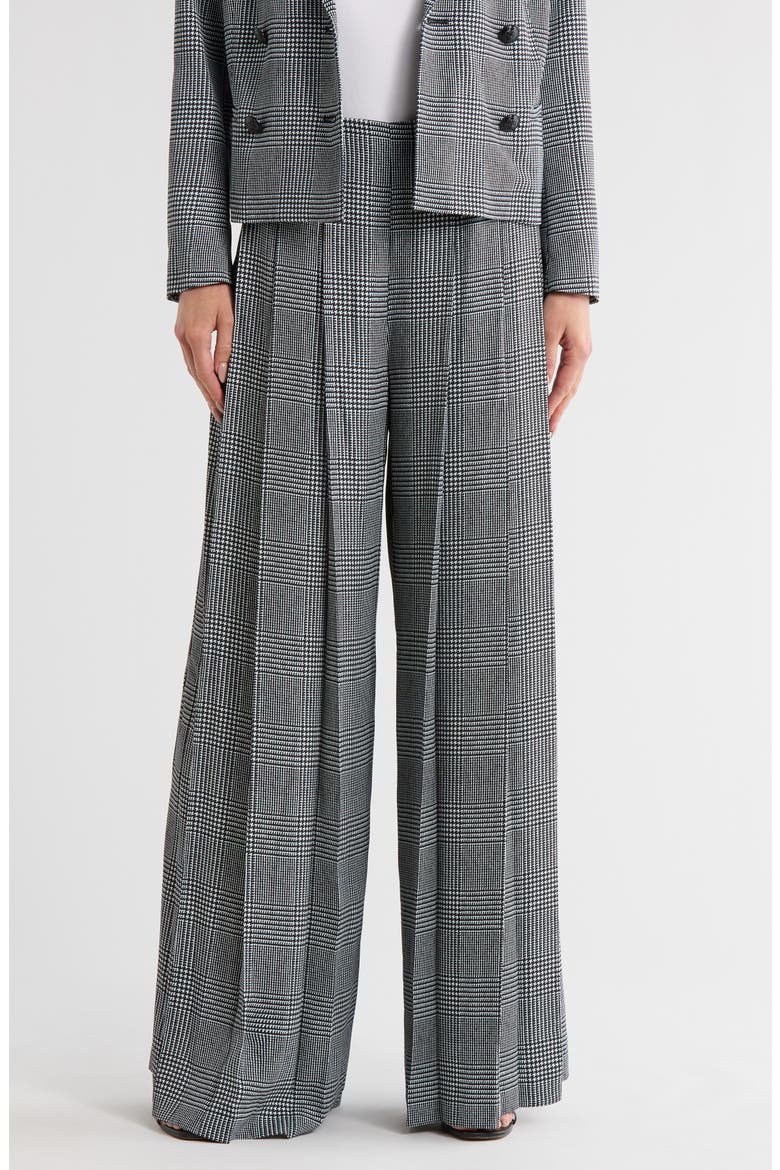 Nova Pleated Pants, Main, color, WHITE/ BLACK GLEN PLAID