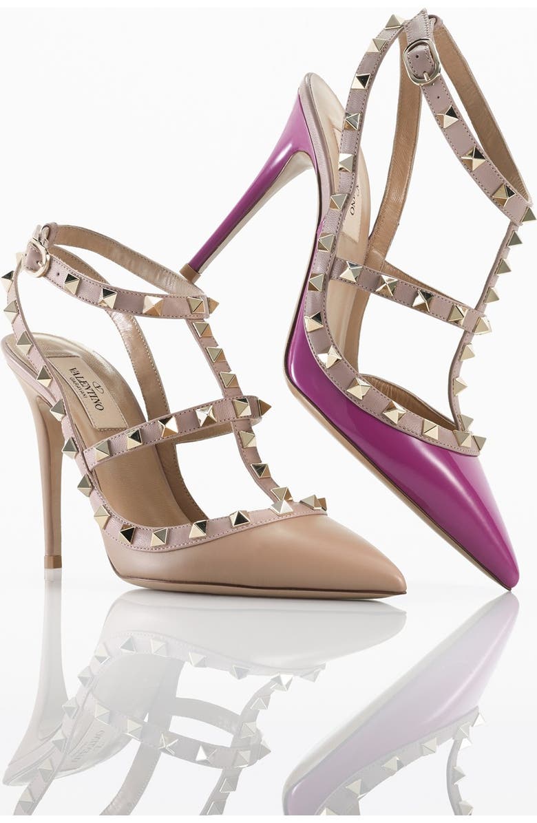 Valentino Garavani 'Rockstud' T-Strap Pump, Alternate, color,