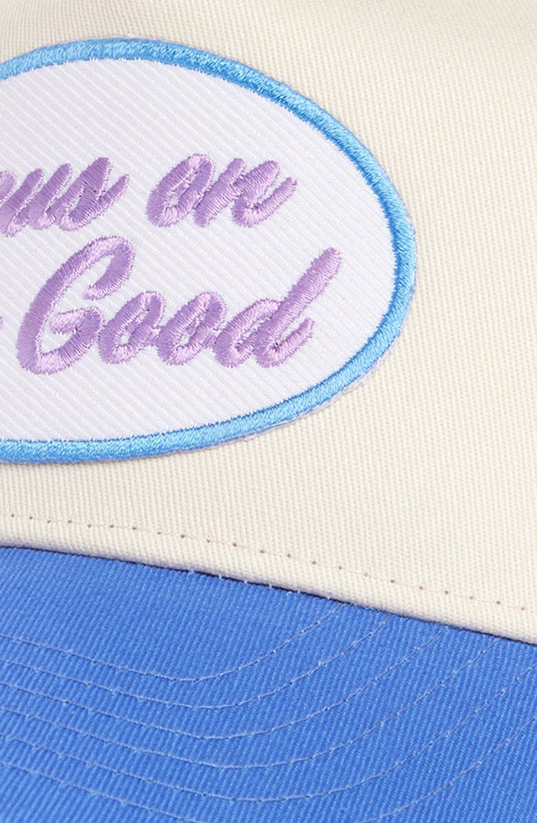 KenzKustomz Focus on the Good Snapback Baseball Cap, Alternate, color, Periwinkle