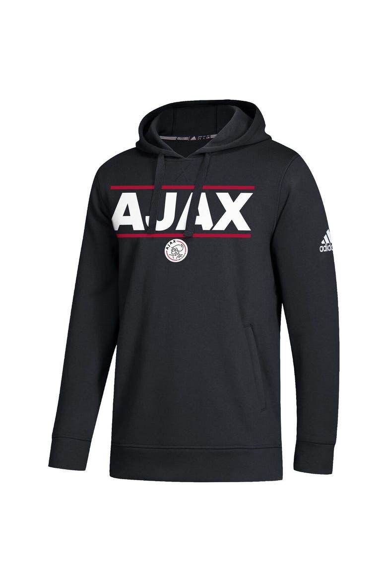 Men's adidas Black Ajax Lockup Pullover Hoodie, Alternate, color, Black