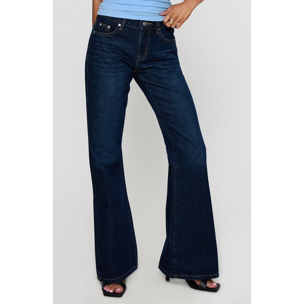 Princess Polly Rearview Low Rise Flare Leg Jeans In Blue