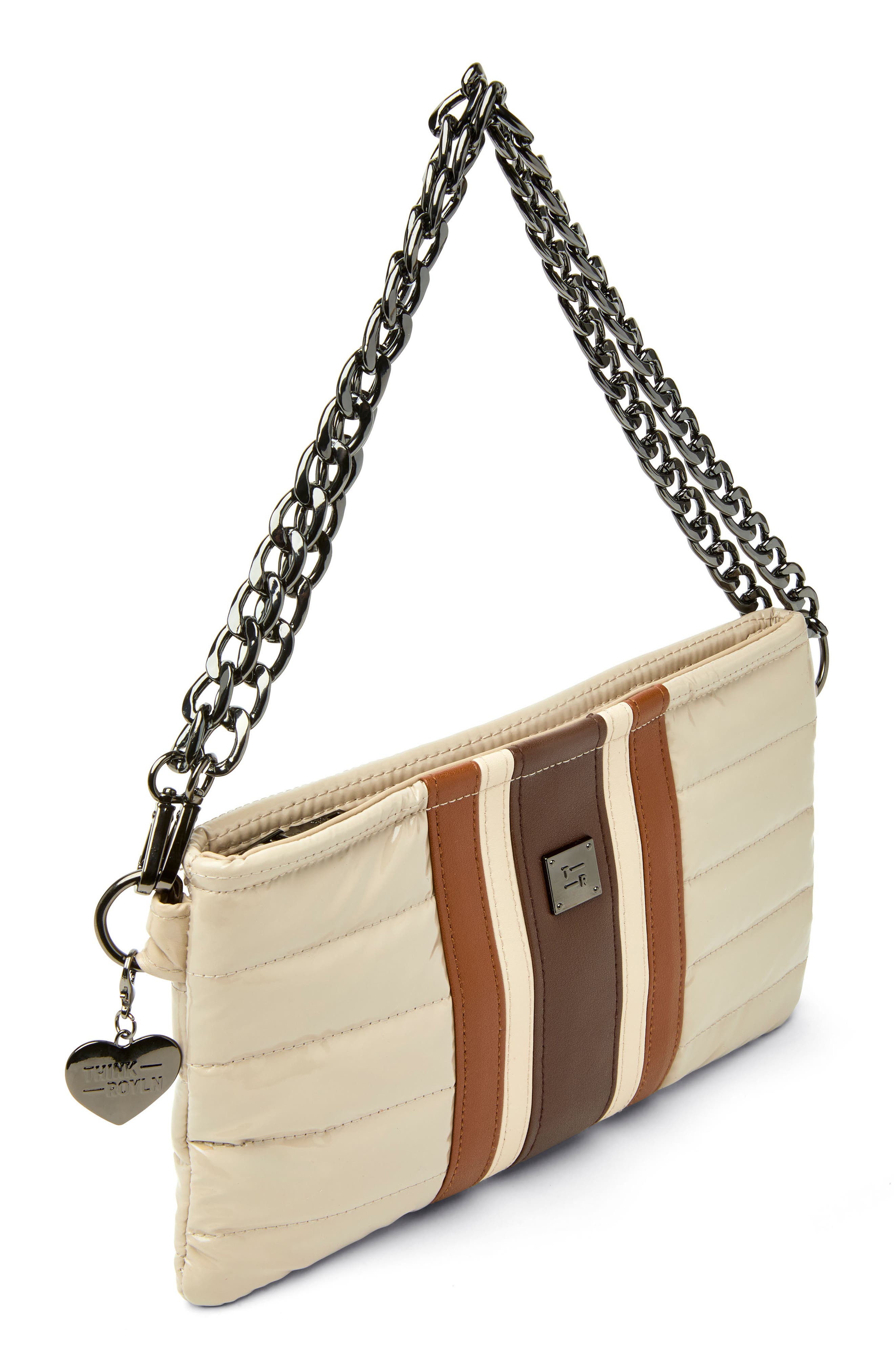 THINK ROYLN Almost Famous Quilted Shoulder Bag, Alternate, color, Blonde Patent And Colorblock