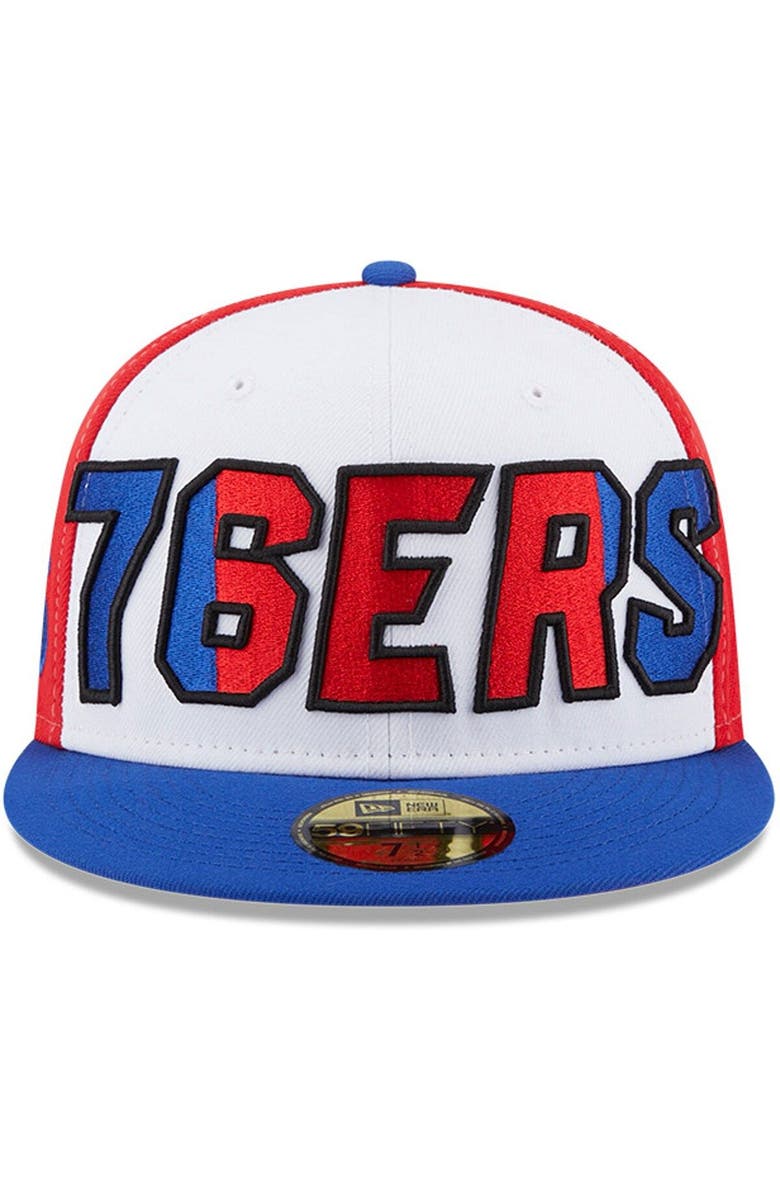 New Era Men's New Era White/Royal Philadelphia 76ers Back Half 9FIFTY Fitted Hat, Alternate, color, White