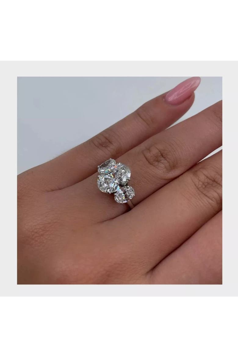 Certified 6Ct Three Stone Oval Diamond Anniversary Engagement Ring Lab Grown 14k, Alternate, color, 14k White Gold