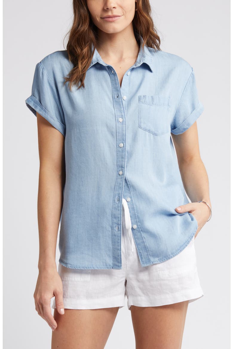 Chambray Camp Shirt, Alternate, color, LIGHT WASH