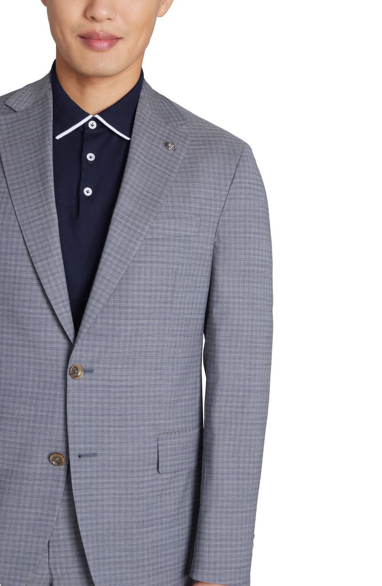 Jack Victor Dean Soft Constructed Plaid Stretch Wool Suit, Alternate, color, Grey