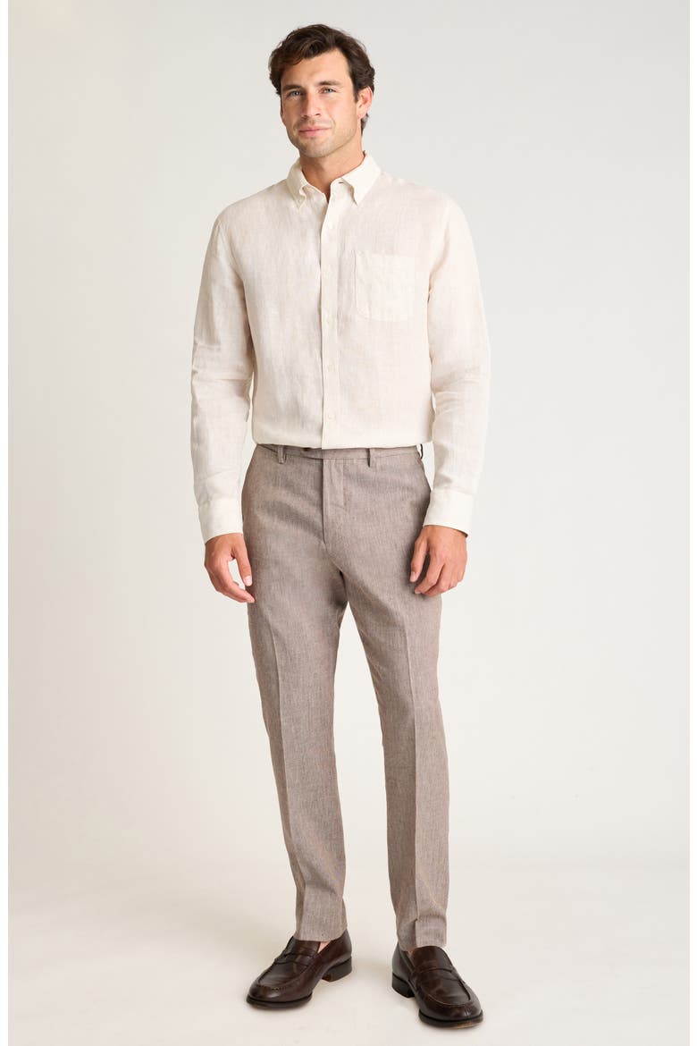Everyday Pinstripe Linen Button-Down Shirt, Alternate, color, SUMMER SAND
