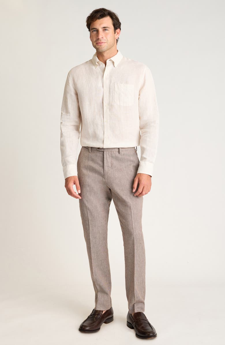 Bonobos Everyday Pinstripe Linen Button-Down Shirt, Alternate, color, Summer Sand