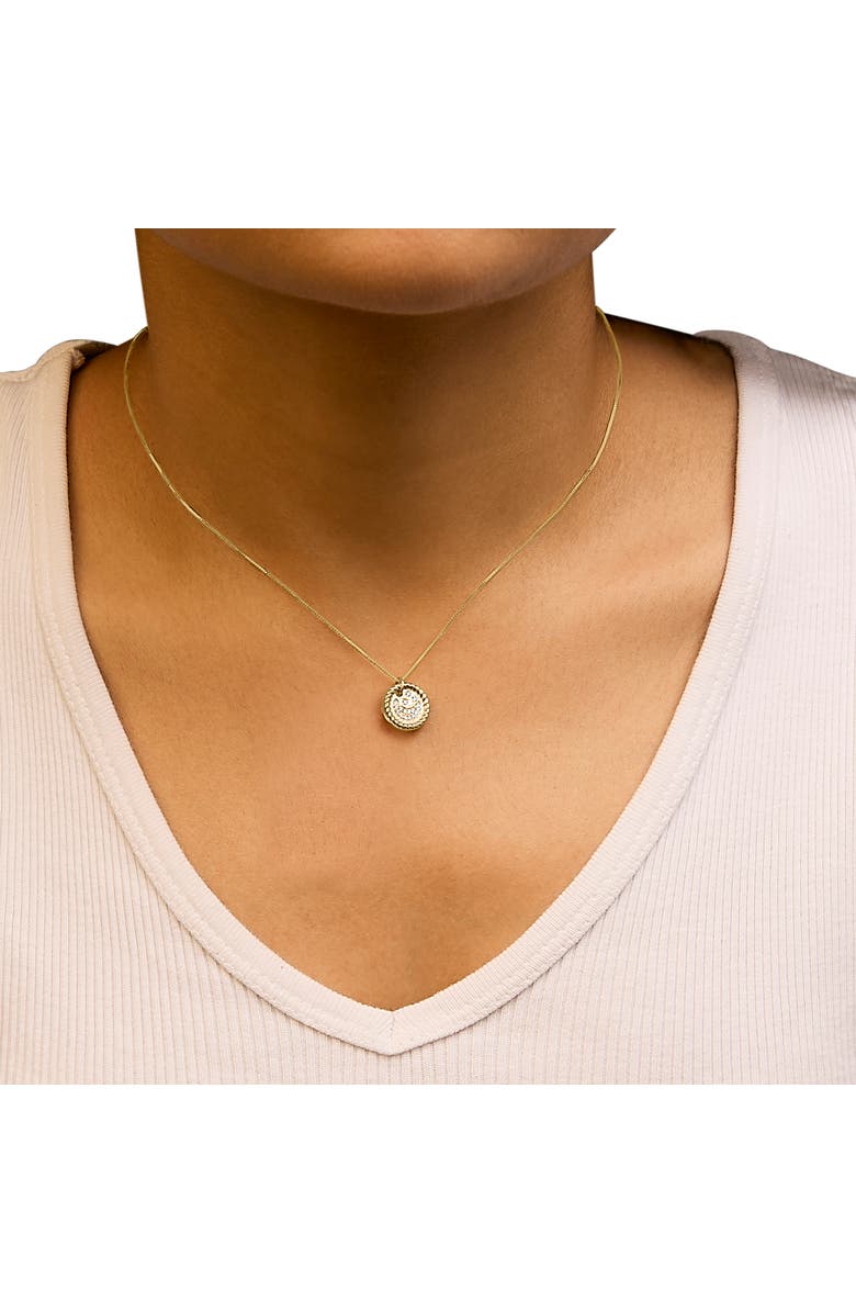 Haus of Brilliance 10K Yellow Gold Diamond Accent Crescent Moon Pendant Necklace, Alternate, color, Yellow Gold