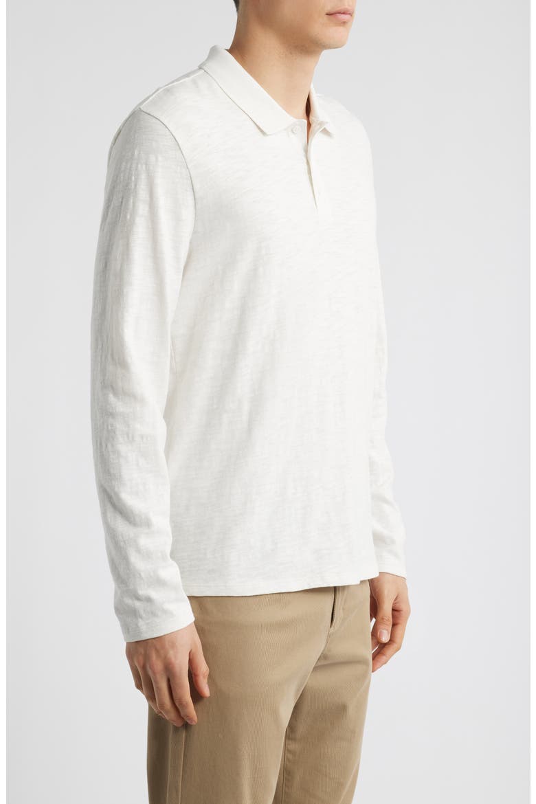 Slub Cotton Long Sleeve Polo, Alternate, color, WHITE