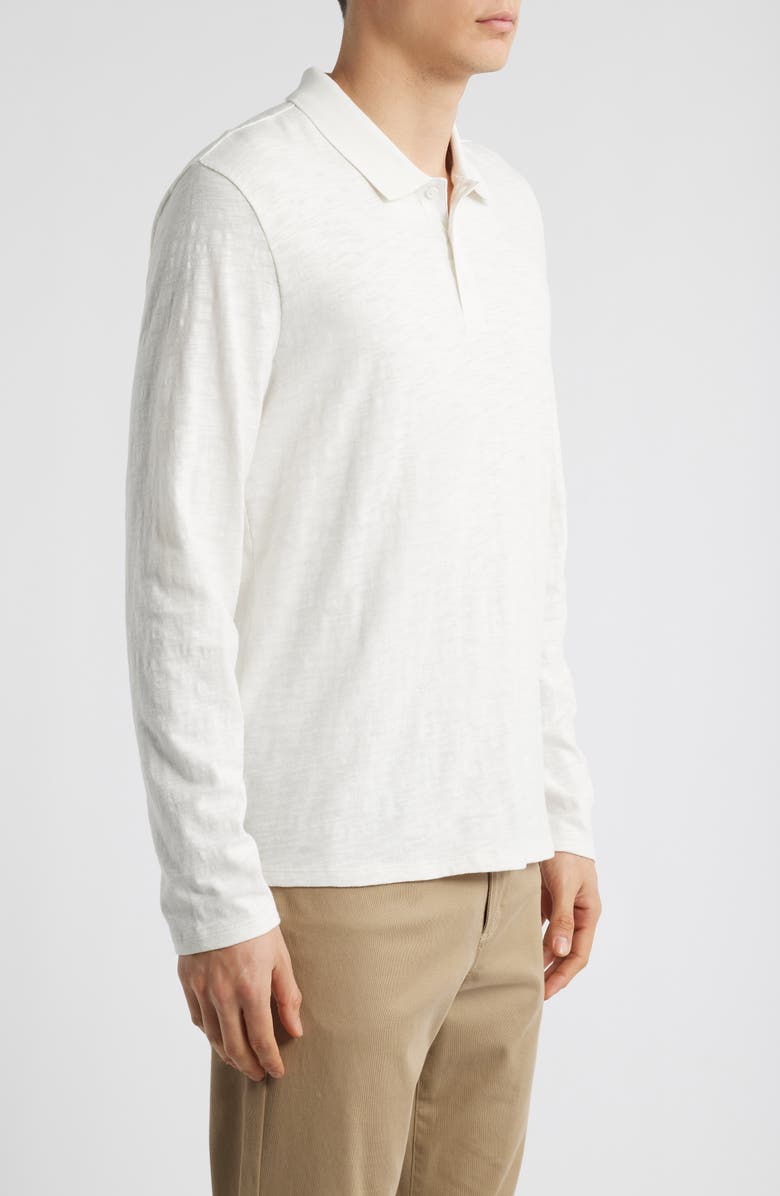 Vince Slub Cotton Long Sleeve Polo, Alternate, color, White