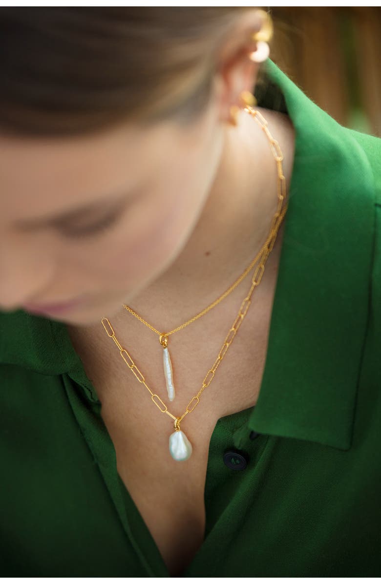 Monica Vinader Nura Baroque Pearl Necklace Enhancer, Alternate, color, Yellow Gold