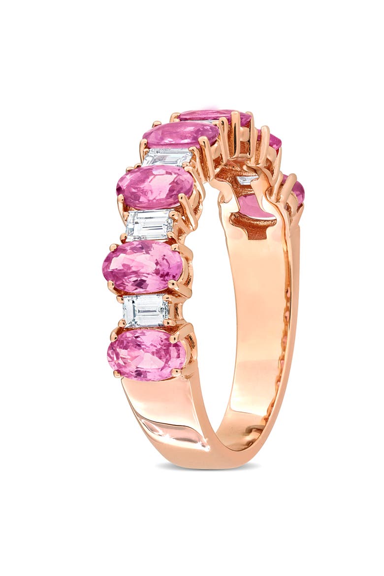 Sapphire & Diamond Anniversary Band 14k, Alternate, color, Pink Sapphire/Rose Gold