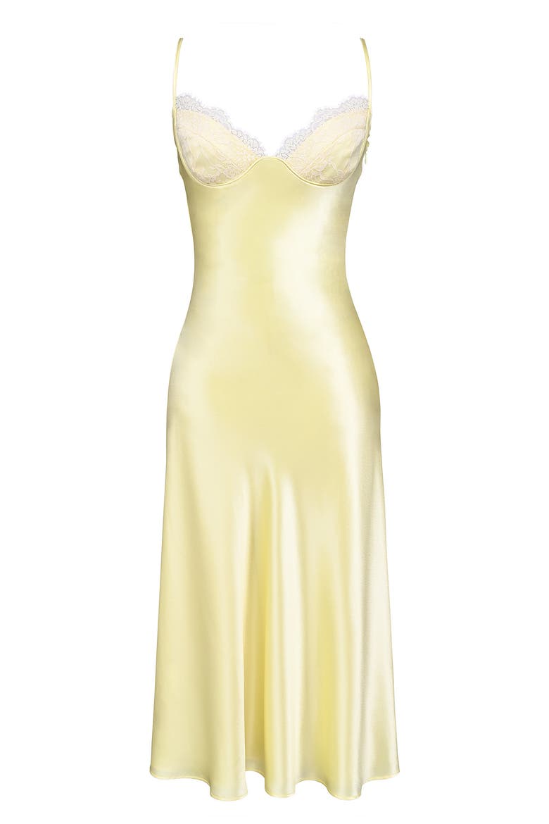 Felicity Lace & Satin Midi Dress, Alternate, color, YELLOW