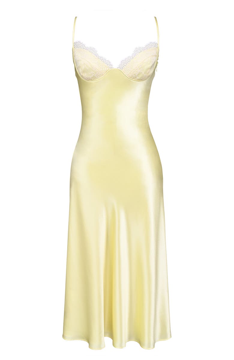 HOUSE OF CB Felicity Lace & Satin Midi Dress, Alternate, color, Yellow
