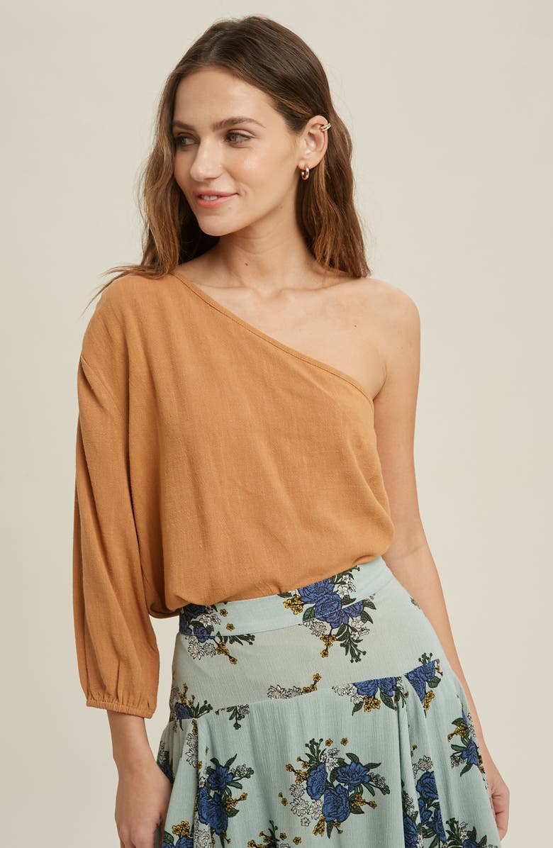WISHLIST One-Shoulder Top, Alternate, color, Amber