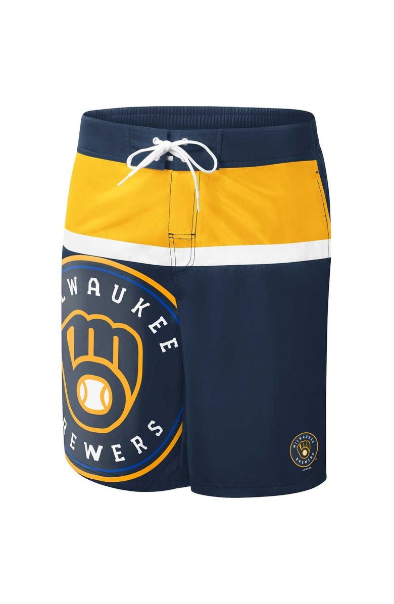 G-III SPORTS BY CARL BANKS Men's G-III Sports by Carl Banks Navy Milwaukee Brewers Sea Wind Swim Shorts, Alternate, color, 