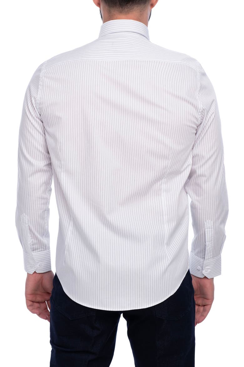Stripe Cotton Slim Fit Button Down Shirt, Alternate, color, WHITE