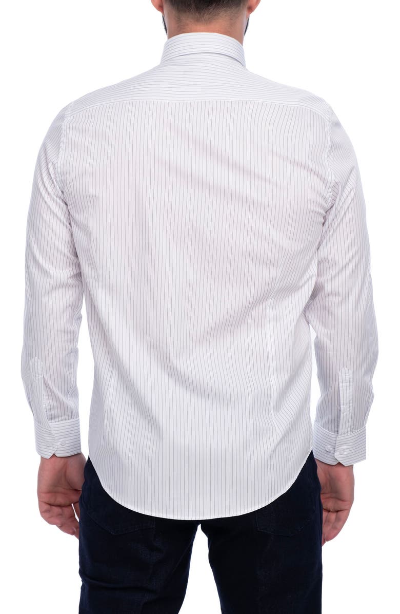VELLAPAIS Stripe Cotton Slim Fit Button Down Shirt, Alternate, color, White