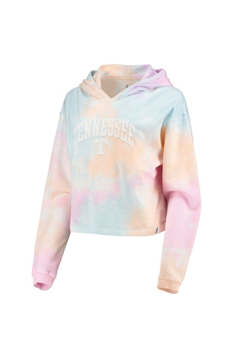 LEAGUE COLLEGIATE WEAR Women's League Collegiate Wear Pink/White Tennessee Volunteers Tie-Dye Cropped Pullover Hoodie, Alternate, color, 