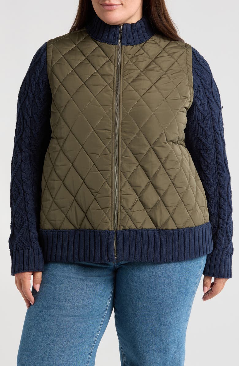 Caslon<sup>®</sup> Mixed Media Quilted Sweater Jacket, Alternate, color,