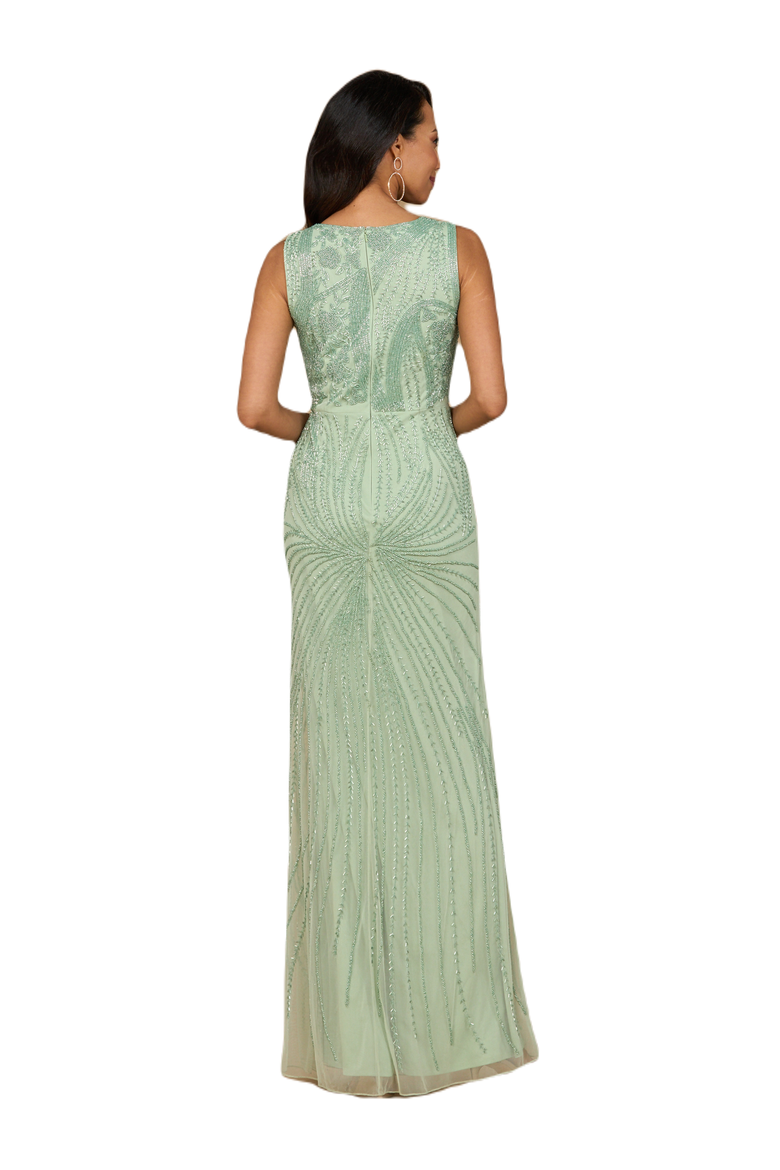 Asymmetrical, Beaded Gown, Alternate, color, Mint