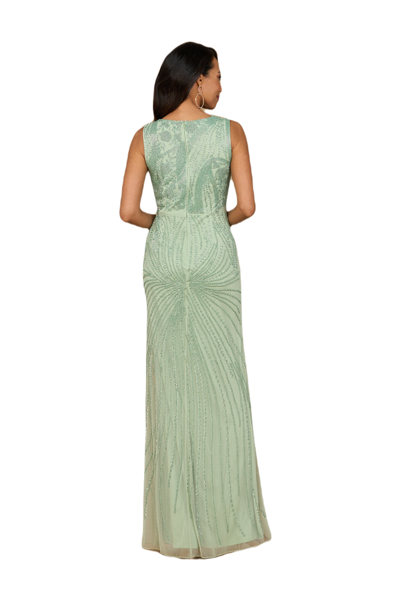 LARA New York Asymmetrical, Beaded Gown, Alternate, color, Mint