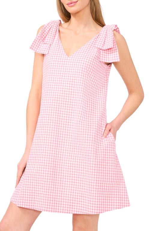 Shop Cece Gingham Bow Shoulder Shift Minidress In Confetti