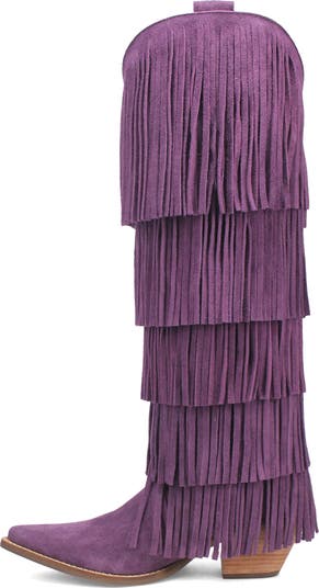 Wild Child Fringe Knee High Western Boot