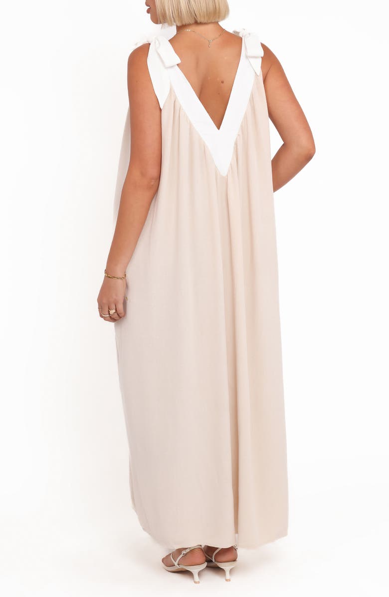 Petal & Pup Dami Shoulder Bow Maxi Dress, Alternate, color, Oatmeal
