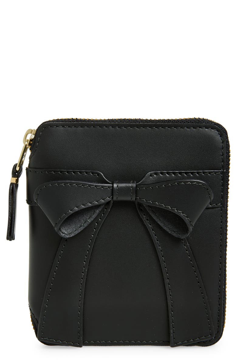 Comme des Garçons Wallets Big Bow Leather Zip Wallet, Main, color, Black