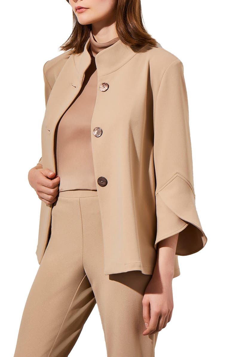 Ming Wang Deco Bell Sleeve Crepe Jacket, Alternate, color,