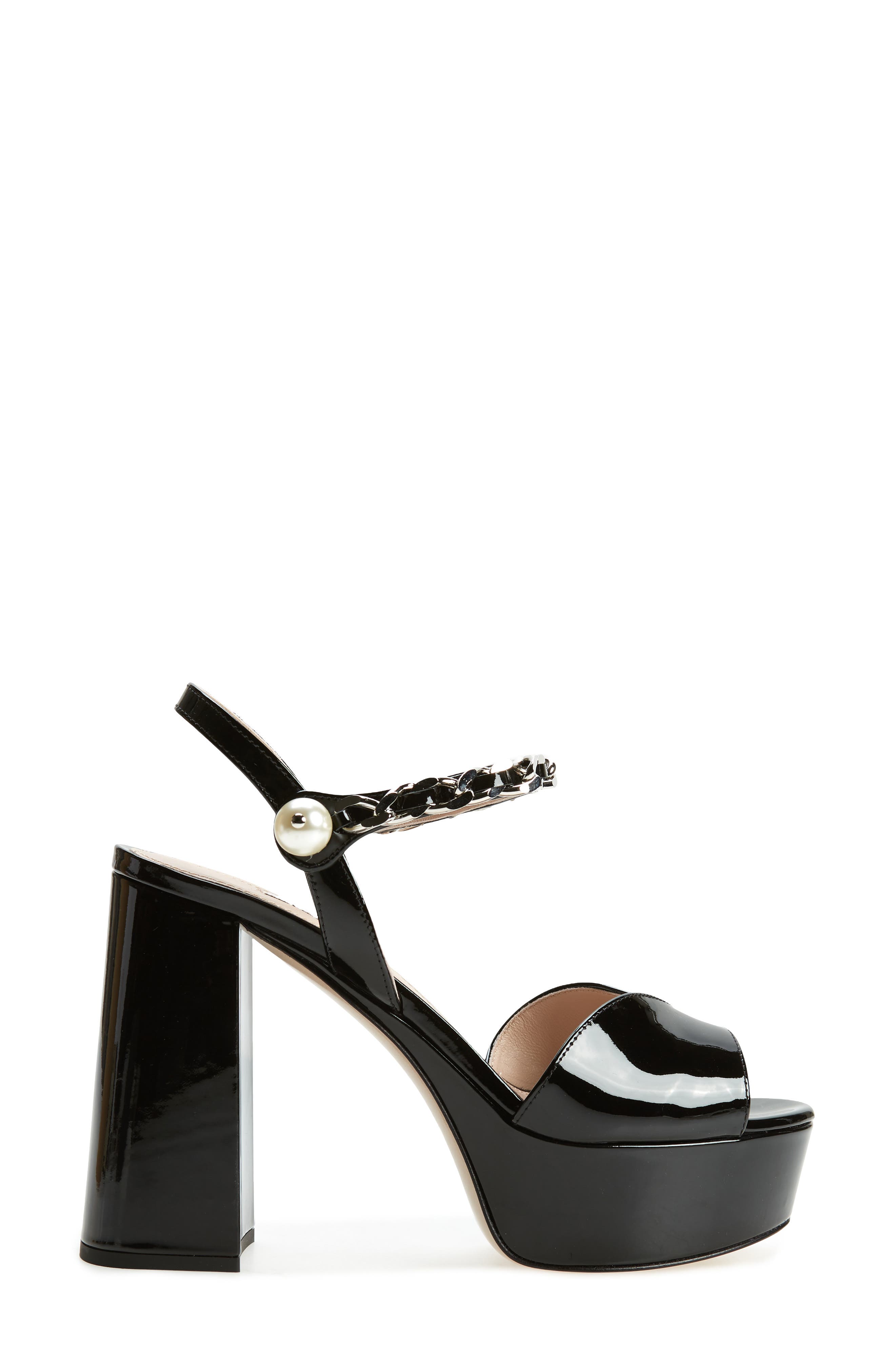 Miu Miu Chain Strap Platform Sandal, Alternate, color, 