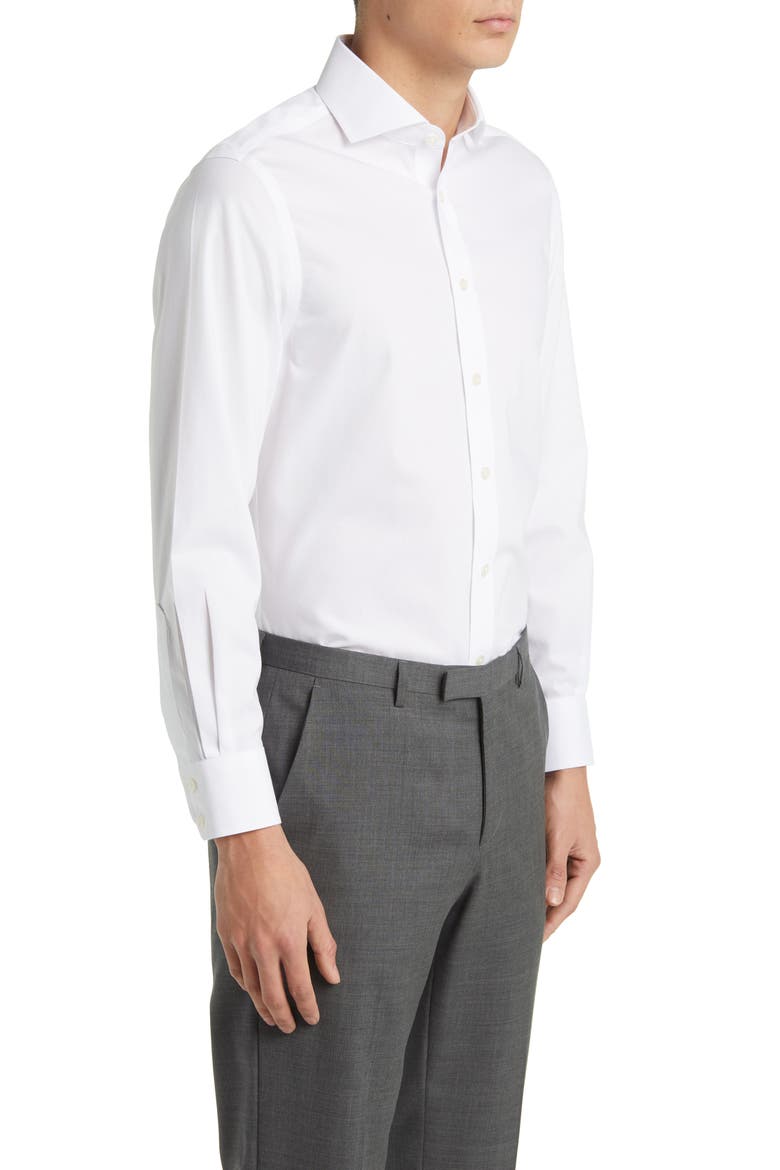 Non-Iron Poplin Cutaway Slim Fit Shirt Single Cuff, Alternate, color, WHITE