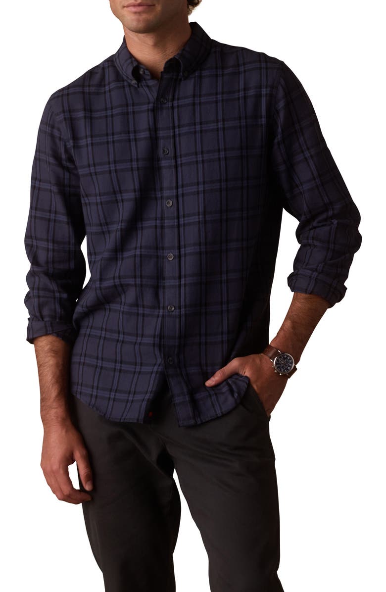 The Normal Brand Nikko Classic Long Sleeve Plaid Button-Up Shirt, Main, color, Indigo Plaid
