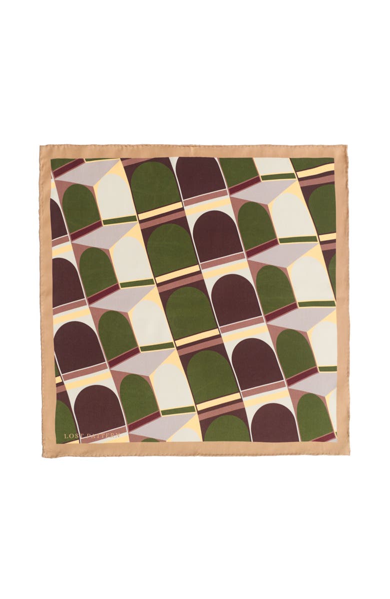 Lost Pattern Modular Silk Pocket Square, Main, color, Green