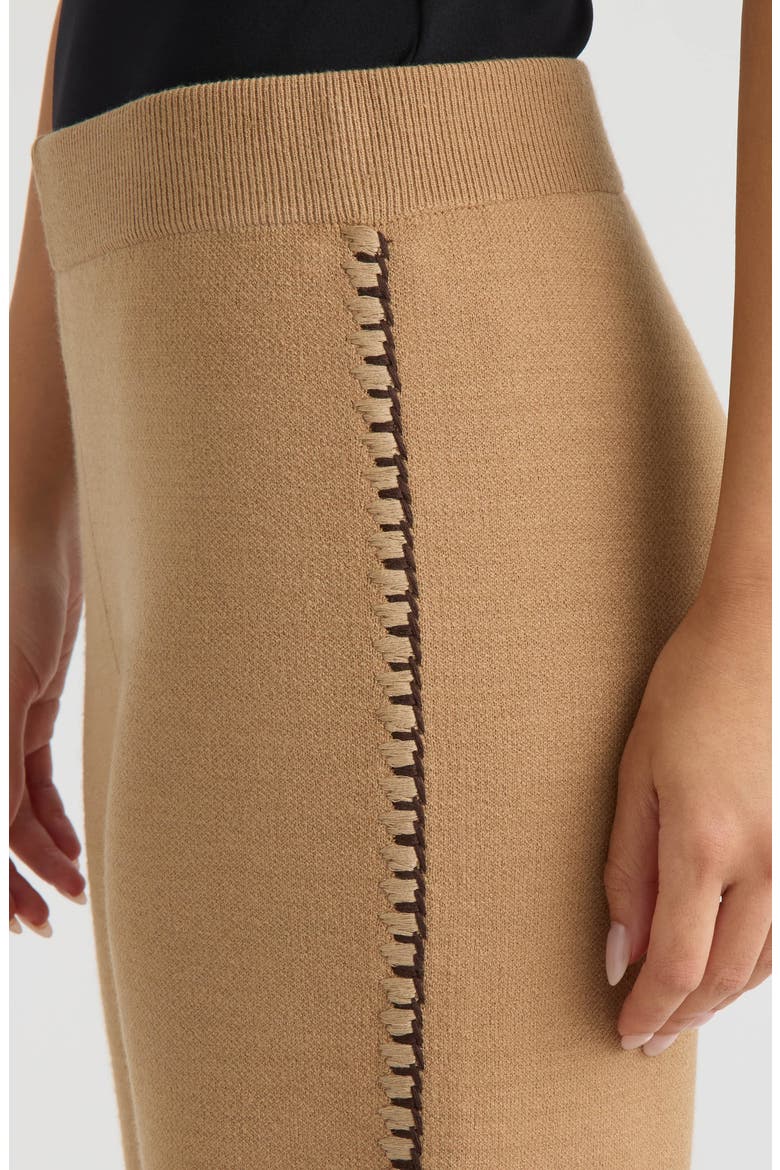 Wide Leg Embroidered Knit Pants, Alternate, color, BRITISH TAN