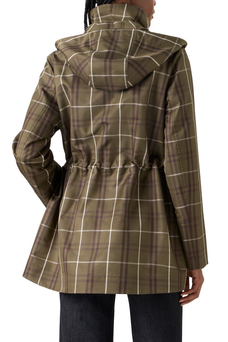 Plaid Techno Taffeta Hooded Jacket, Alternate, color, OLIVE