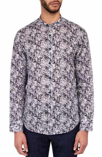 Poplar Cherry Blossom Mandarin Collar Shirt