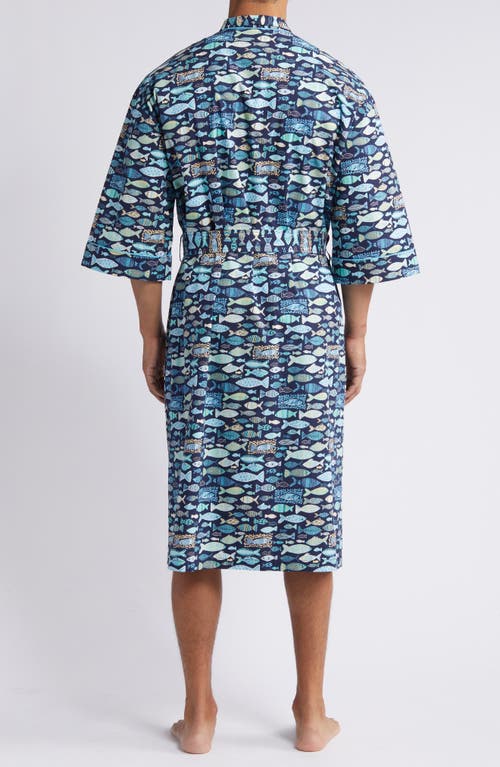 Majestic International Print Woven Robe In Blue