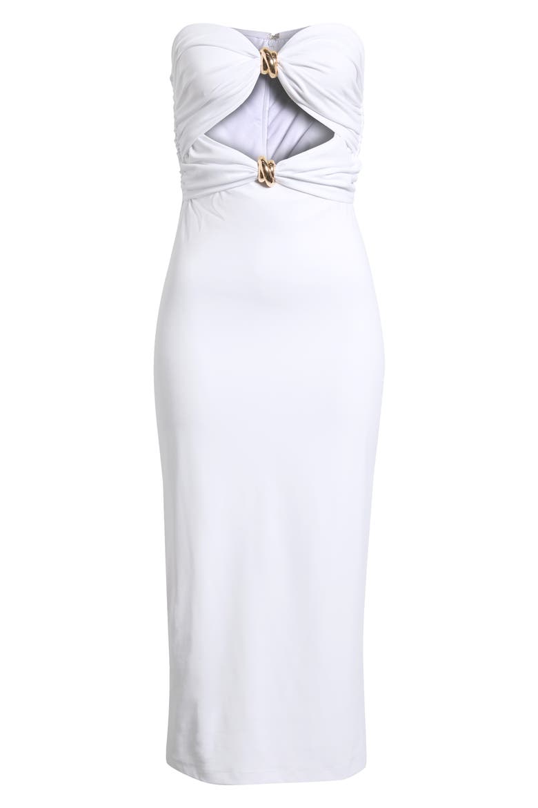 Sandrine Hardware Cutout Detail Strapless Dress, Alternate, color, IVORY