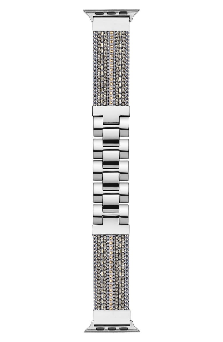 Posh Tech Beaded Apple Watch<sup>®</sup> Bracelet Watchband, Main, color, Silver