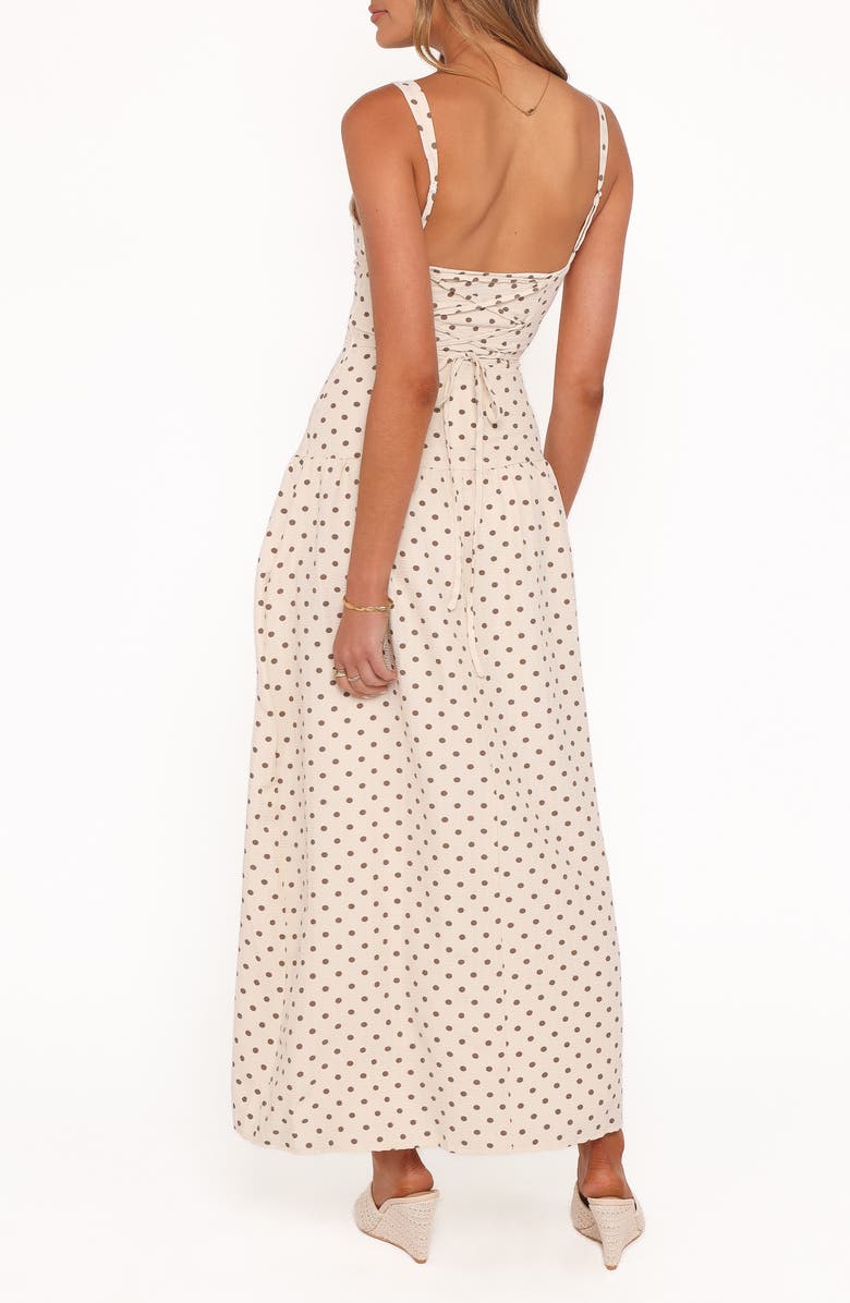 Petal & Pup Sophina Polka Dot Maxi Dress, Alternate, color, Brown Polka Dot