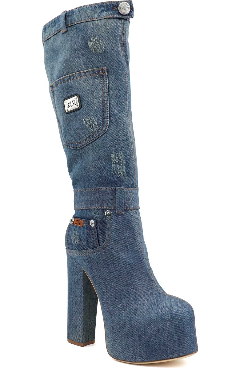 ZIGI Candida Platform Knee High Boot, Main, color, Blue Denim