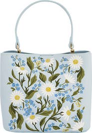 Fable England Emma Forget Me Not Embroidered Bucket Bag