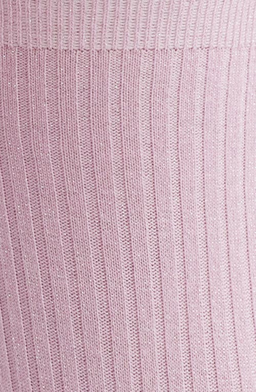 Oroblu Brilliant Metallic Rib Crew Socks In Rose